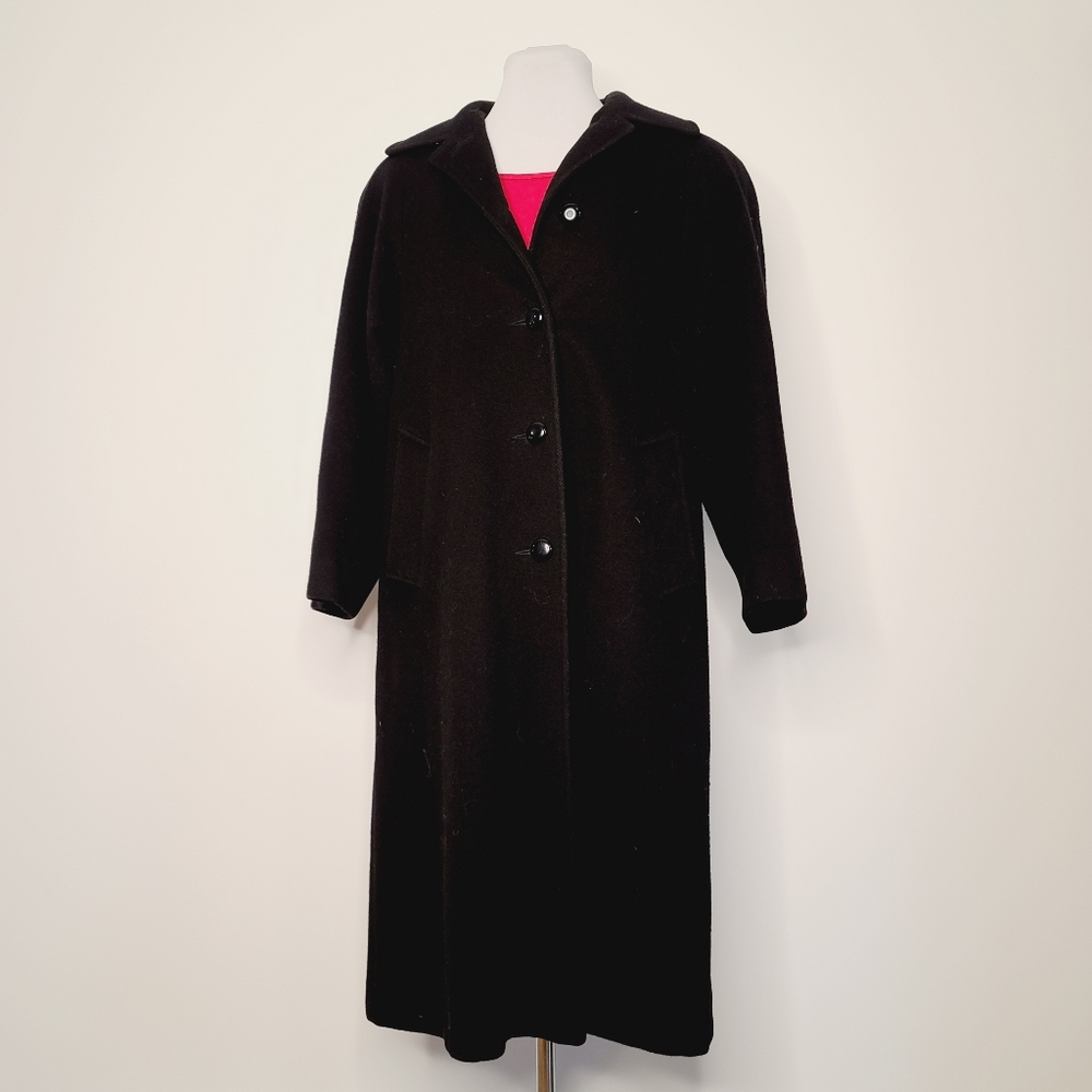 Karen Petites Wool Jacket / Coat Black Size 4 Petite Made in USA
